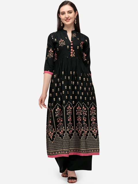 

Florence Women Black & Red Floral Printed Floral Anarkali Kurta