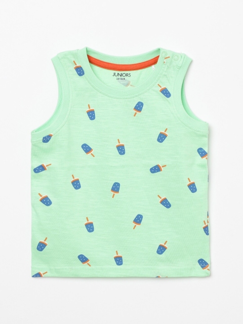 

Juniors by Lifestyle Boys Green Printed Slim Fit T-shirt