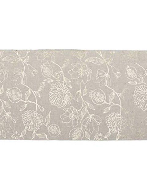

Chumbak Purple & Gold-Coloured Floral Pattern Table Runner