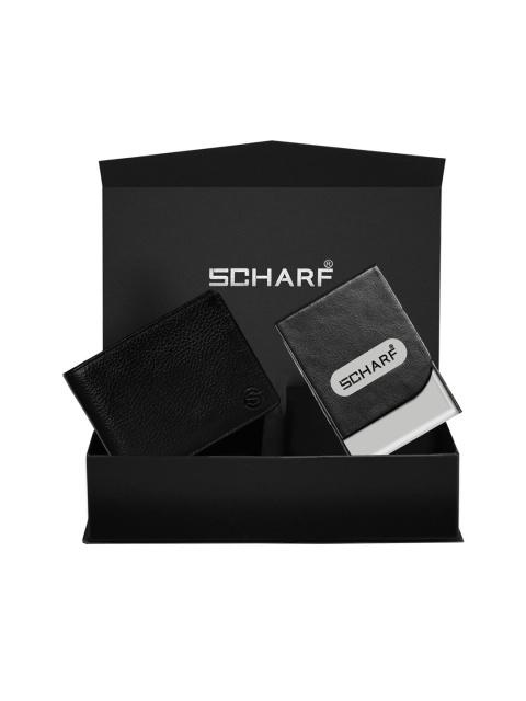 

SCHARF Men Black Leather Wallet & Credit Cardholders Gift Set