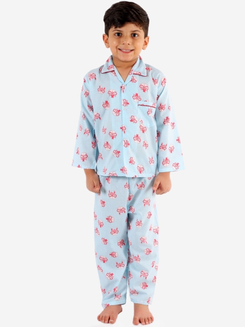 

KID1 Boys Blue & Red Printed Night suit