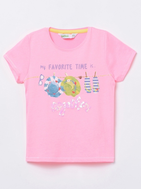 

Bossini Girls Pink Printed T-shirt