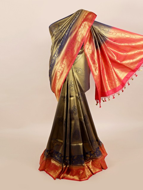 

Pothys Blue & Red Floral Zari Art Silk Banarasi Saree