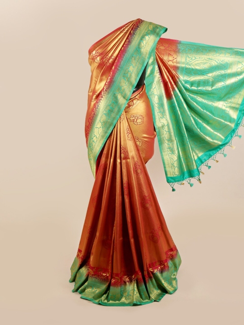 

Pothys Maroon & Sea Green Floral Zari Art Silk Banarasi Saree