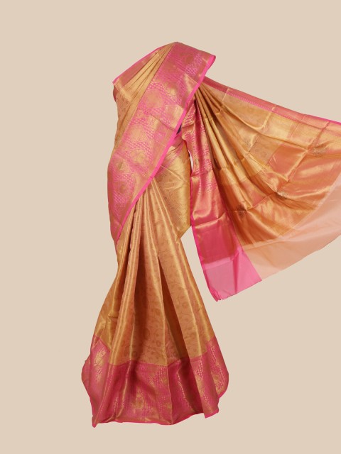 

Pothys Pink & Gold-Toned Floral Zari Art Silk Banarasi Saree