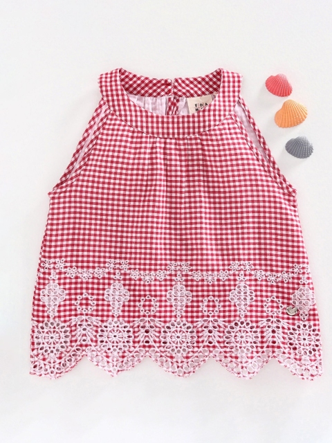 Ed-a-Mamma Red & White Checked A-Line Top