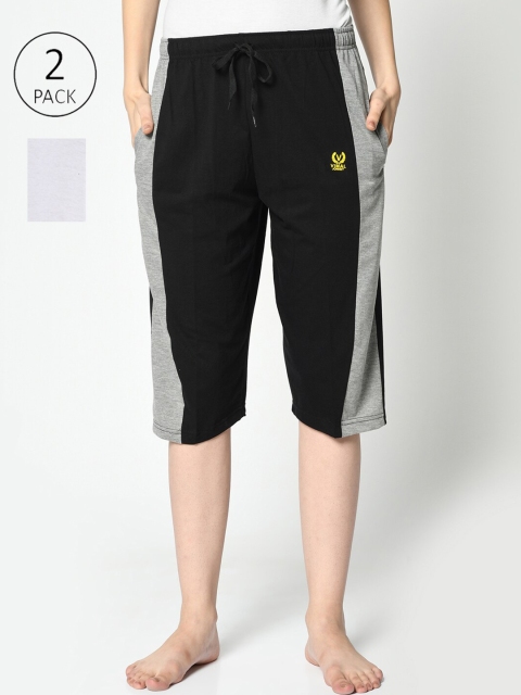 

VIMAL JONNEY Women Black & White 2 Lounge Shorts