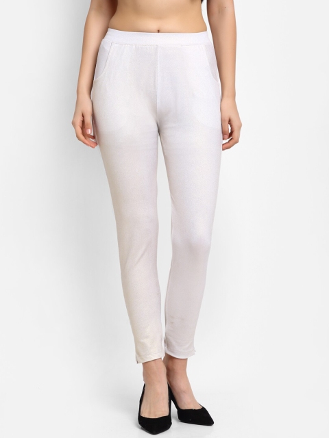 

NEUDIS Women White Solid Skinny-Fit Treggings