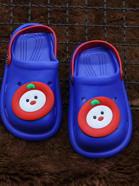 

FEETWELL SHOES Unisex Kids Blue & Red Croslite Clogs