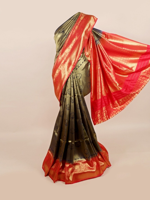 

Pothys Blue & Red Woven Design Art Silk Banarasi Saree