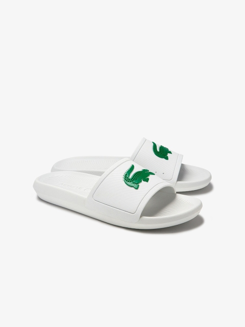 

Lacoste Men White & Green Printed Sliders