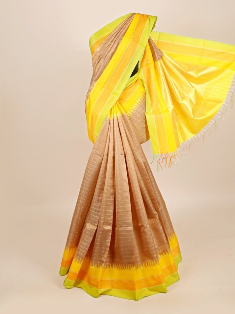 

Pothys Cream & Yellow Woven Design Pure Silk Saree