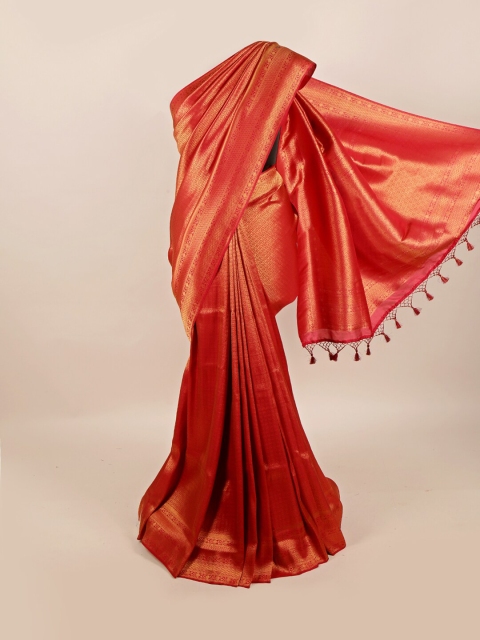 

Pothys Maroon & Gold-Toned Woven Design Art Silk Banarasi Saree