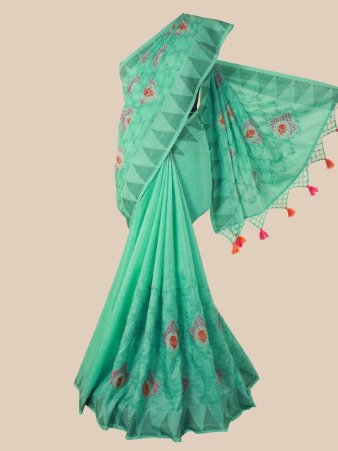 

Pothys Blue & Pink Floral Art Silk Saree