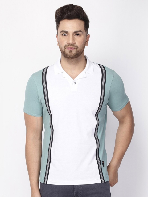

Blackberrys Men Blue & White Colourblocked Polo Collar Slim Fit T-shirt