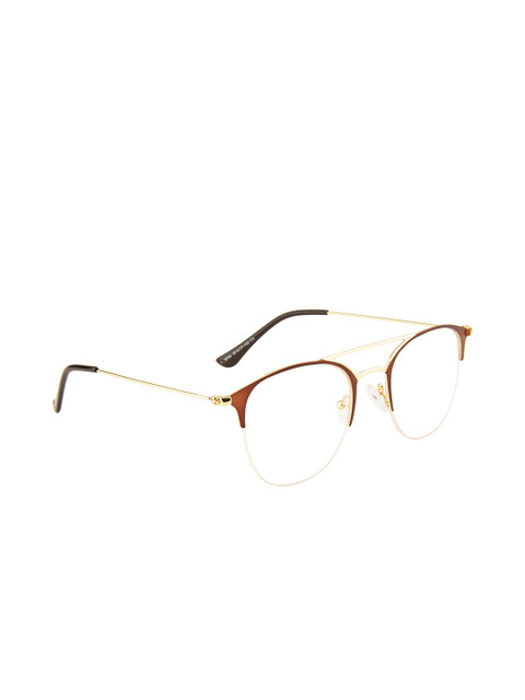 

Ted Smith Gold & Brown Half Rim Aviator Frames TSOM0003_C4