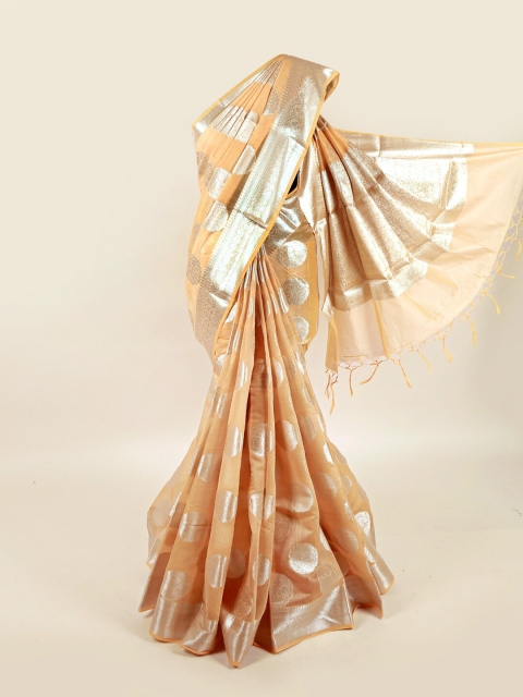 

Pothys Mustard & Silver-Toned Woven Design Linen Blend Saree