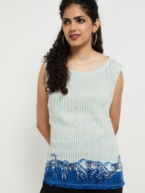

max Blue & Green Georgette Regular Top