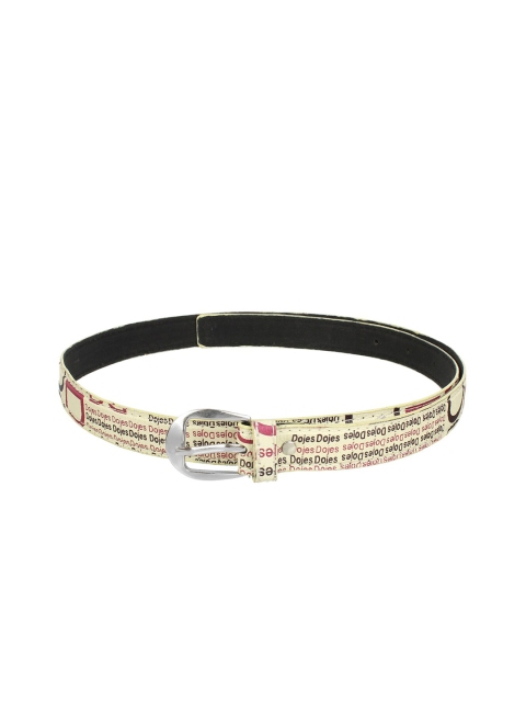 Swiss Design Women Off White Printed Belt