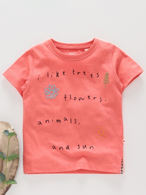 

Ed-a-Mamma Unisex Kids Orange Typography Printed T-shirt