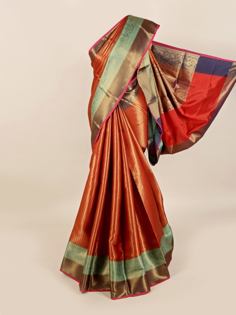 

Pothys Red & Navy Blue Floral Zari Saree
