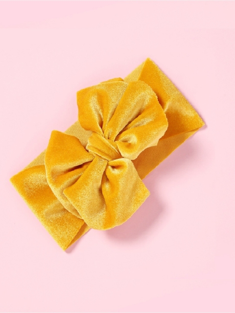 

AQUASTREET Girls Yellow Velvet Big Bowknot Embellished Hairband