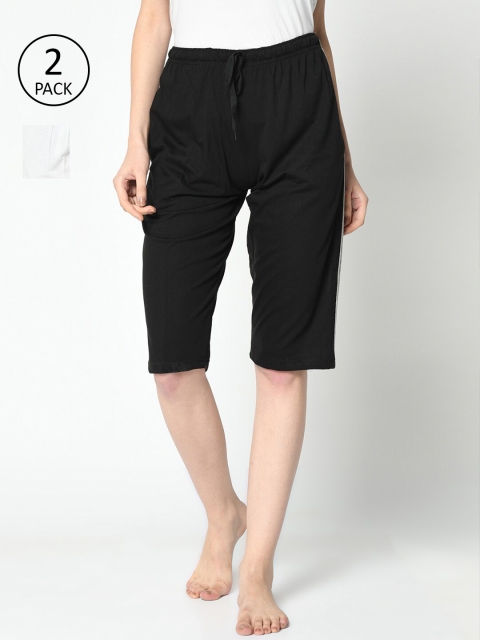 

VIMAL JONNEY Women Black & White Pack of 2 Lounge Shorts
