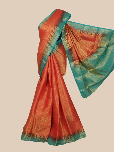 

Pothys Orange & Blue Woven Design Art Silk Banarasi Saree