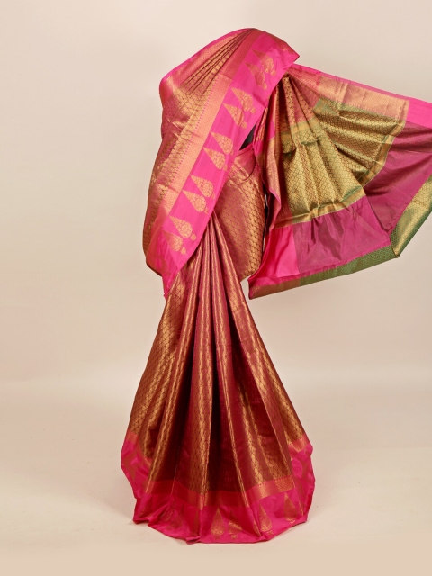 

Pothys Pink & Green Woven Design Art Silk Saree