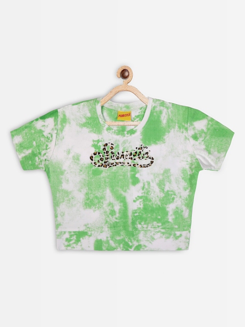 

Punkster Green Applique Boxy Crop Top