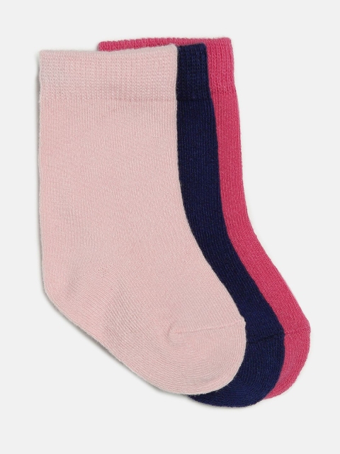 

MINI KLUB Infant Girls Pack Of 3 Solid Above Ankle-Length Socks, Pink