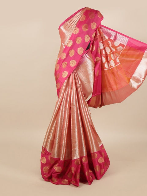 

Pothys Peach & Pink Ethnic Motifs Zari Art Silk Banarasi Saree