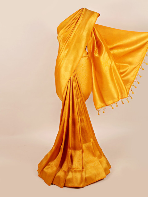 

Pothys Mustard Woven Design Art Silk Banarasi Saree With Tasseled Pallu