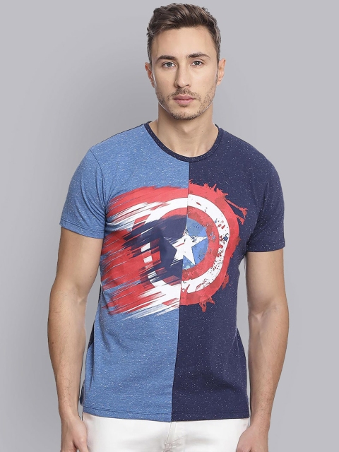 

Free Authority Men Blue Captain America Printed Cotton T-shirt
