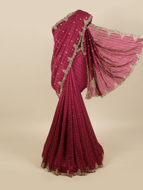 

Pothys Purple Embroidered Pure Georgette Saree