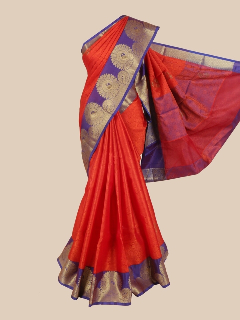 

Pothys Red & Purple Ethnic Motifs Art Silk Banarasi Saree