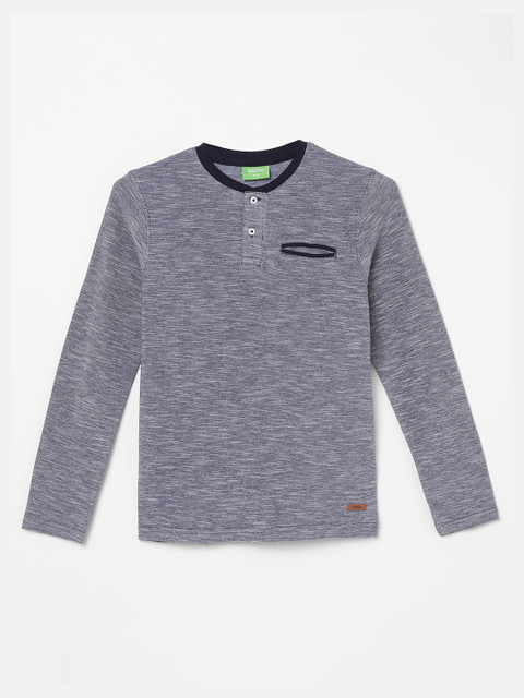 

Bossini Boys Navy Blue Henley Neck Cotton T-shirt