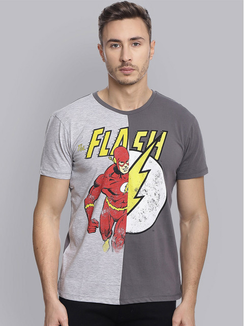 

Free Authority Men Grey Flash Printed Pure Cotton T-shirt