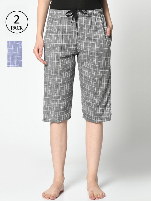 

VIMAL JONNEY Women Black & Blue 2 Printed Lounge Shorts