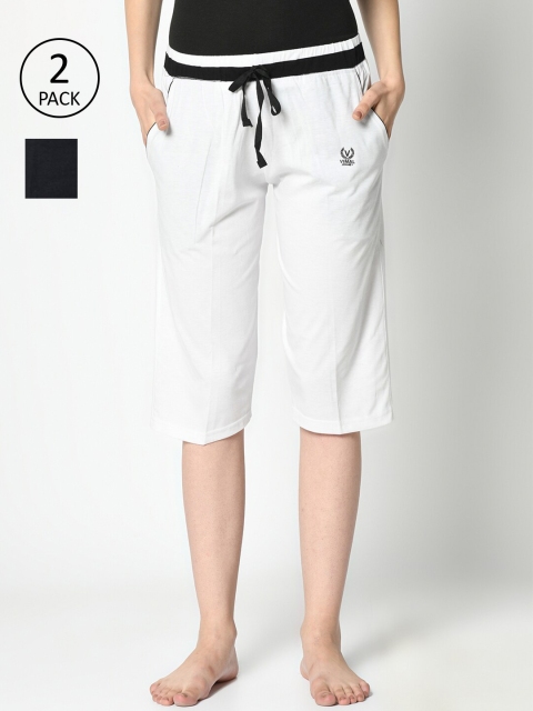 

VIMAL JONNEY Women Pack of 2 Printed Cotton Lounge Shorts, White