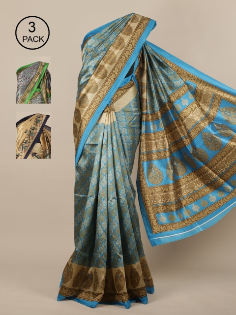

Pothys-Pack of 3 Assorted Jute Silk Printed Sarees