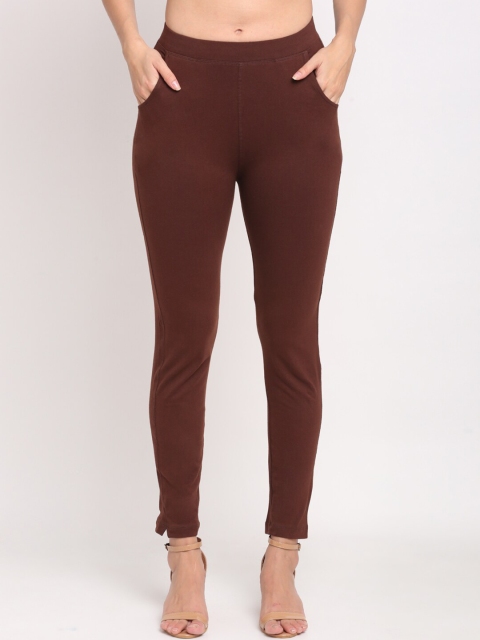 NEUDIS Women Brown Skinny Fit Solid Treggings