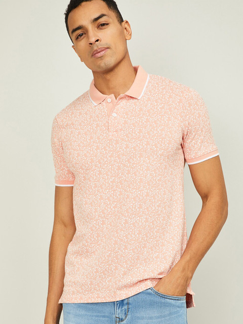

Fame Forever by Lifestyle Men Pink Floral Polo Collar T-shirt