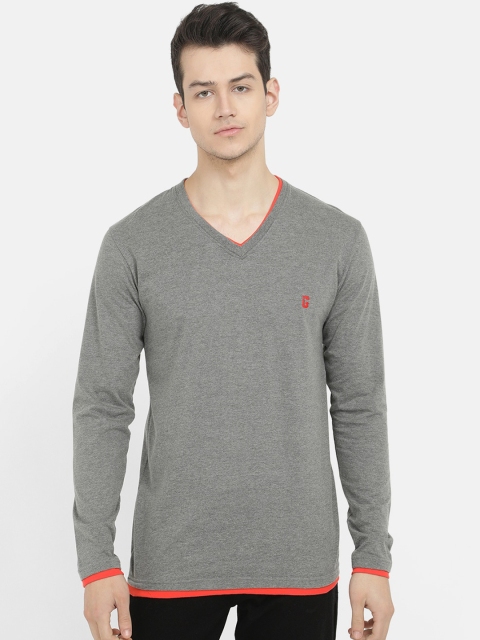 

V2 Value Variety Men Grey V-Neck Applique T-shirt