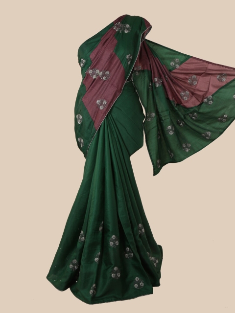 

Pothys Green & Burgundy Floral Art Silk Saree