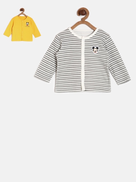 

MINI KLUB Unisex Kids Multi Striped Henley Neck Applique T-shirt