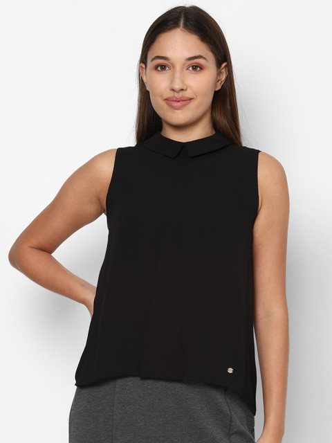 

Allen Solly Woman Black Peter Pan Collar Regular Top