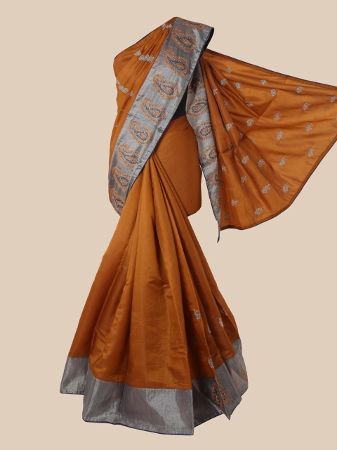 

Pothys Brown & Grey Paisley Zari Art Silk Saree