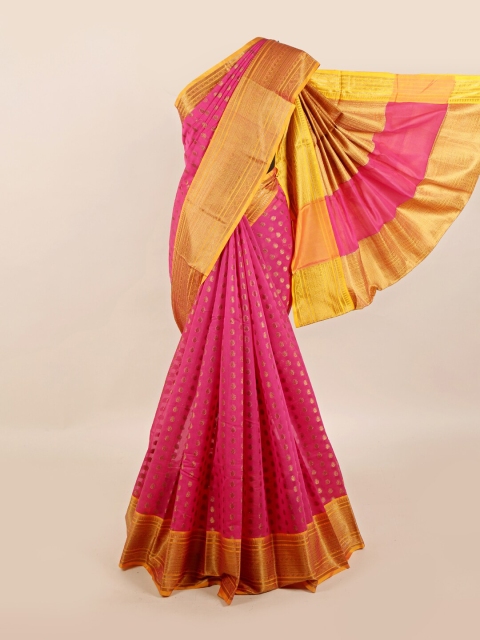 

Pothys Pink & Yellow Floral Zari Saree