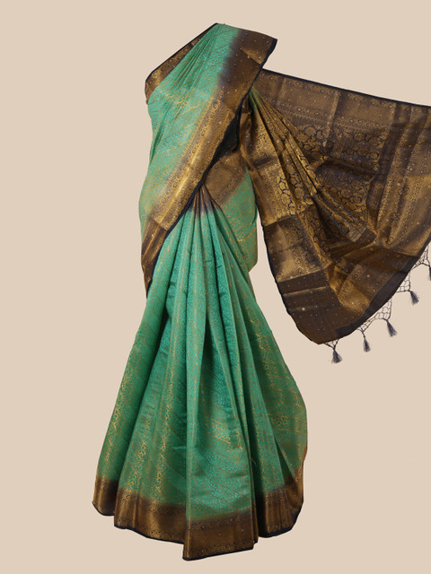 

Pothys Green Floral Zari Art Silk Banarasi Saree